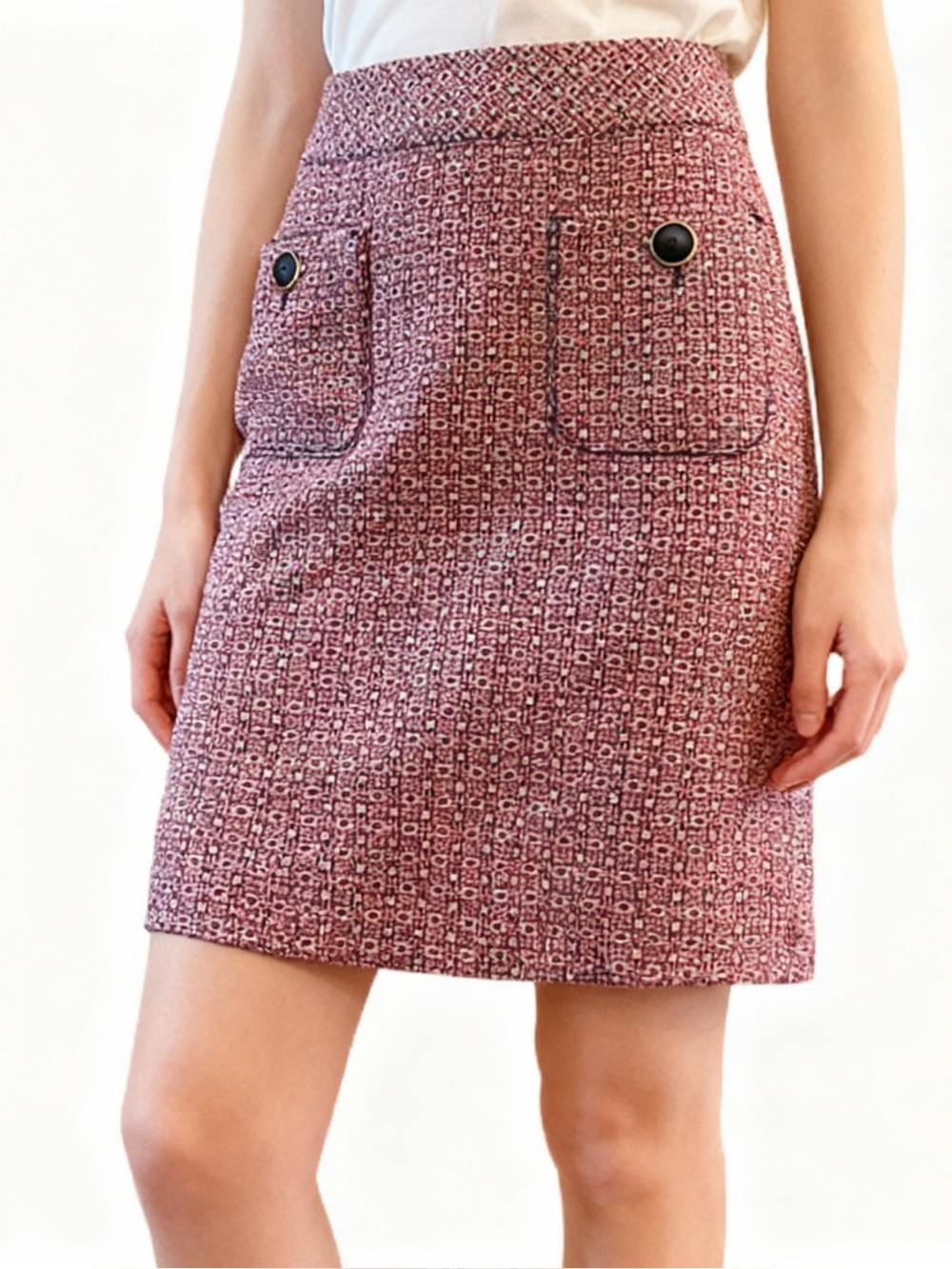 NWT! LOFT Red and White Patterned Skirt